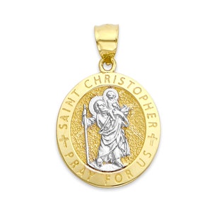 14k Solid Gold Saint Christopher Medallion: Patron of Travelers
