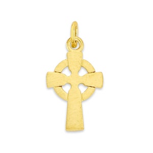 Mini Real Solid Gold Celtic Cross Charm Available in 10k or 14k, Micro Cute Religious Charm to Attach to Charm Bracelet or Necklace
