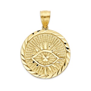 Real Solid Gold Evil Eye Pendant Available in 10k or 14k, Protective Jewelry Evil Eye Symbol Pendant