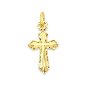 Dainty Solid Gold Cross Charm: 10k/14k Gold Pendant