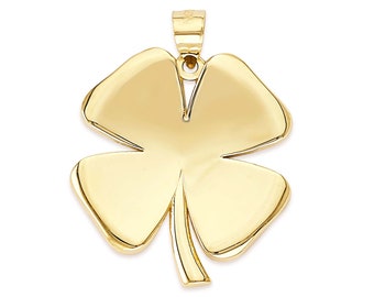 10k/14k Solid Gold Four Leaf Clover Pendant: Lucky St. Patrick's Day Charm
