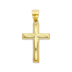 Real Solid Gold Cross Pendant in 10k or 14k, Religious Jewelry Gifts for Her Cross Necklace with Rolo Chain, Dainty Cross Baptism Gifts