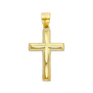 Real Solid Gold Cross Pendant in 10k or 14k, Religious Jewelry Gifts for Her Cross Necklace with Rolo Chain, Dainty Cross Baptism Gifts