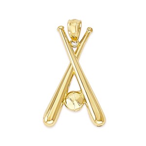 Solid 10k/14k Gold Baseball Bat Pendant Necklace: Baseball Gift