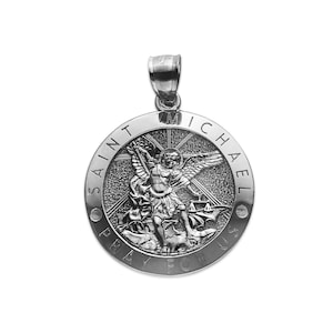Large Black 925 Sterling Silver St Michael Pendant - Protection Jewelry Graduation Gifts