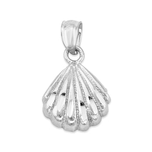 Sterling Silver Shell Necklace: Dainty Clam Pendant, Beach Jewelry
