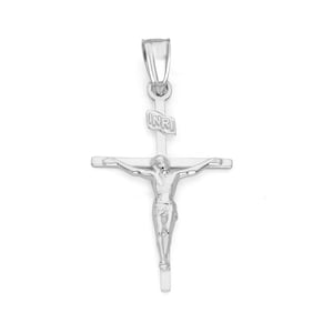 Sterling Silver INRI Crucifix Pendant: Religious Jewelry Gift