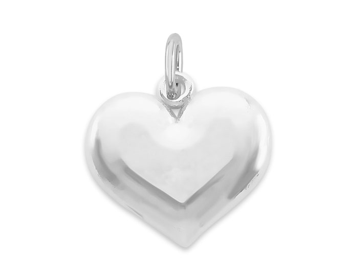 925 Sterling Silver Heart Pendant - Lustrous Love Charm - Elegant Romantic Gift - Timeless Jewelry Piece for Necklaces and Bracelets