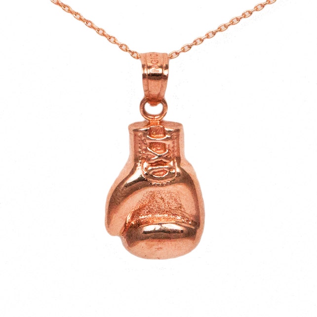 14k Rose Gold Boxing Glove Necklace with Rose Gold Chain MMA Etsy