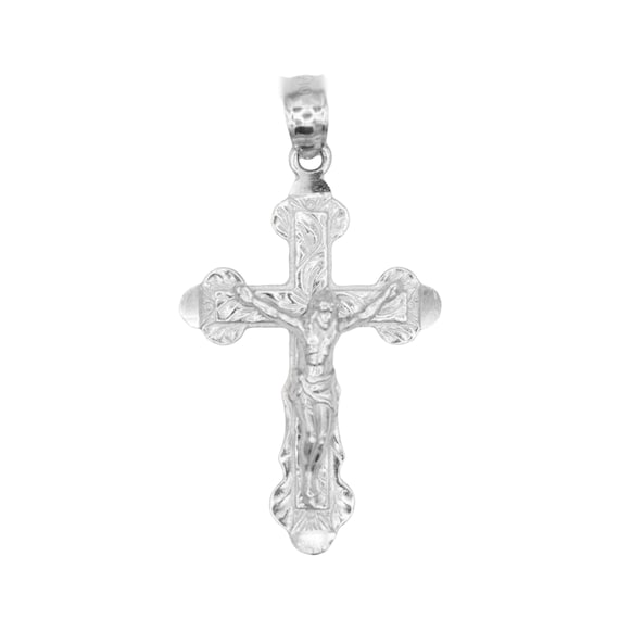 Sterling Silver Crucifix Pendant Necklace: Diamond Cut Religious Gift