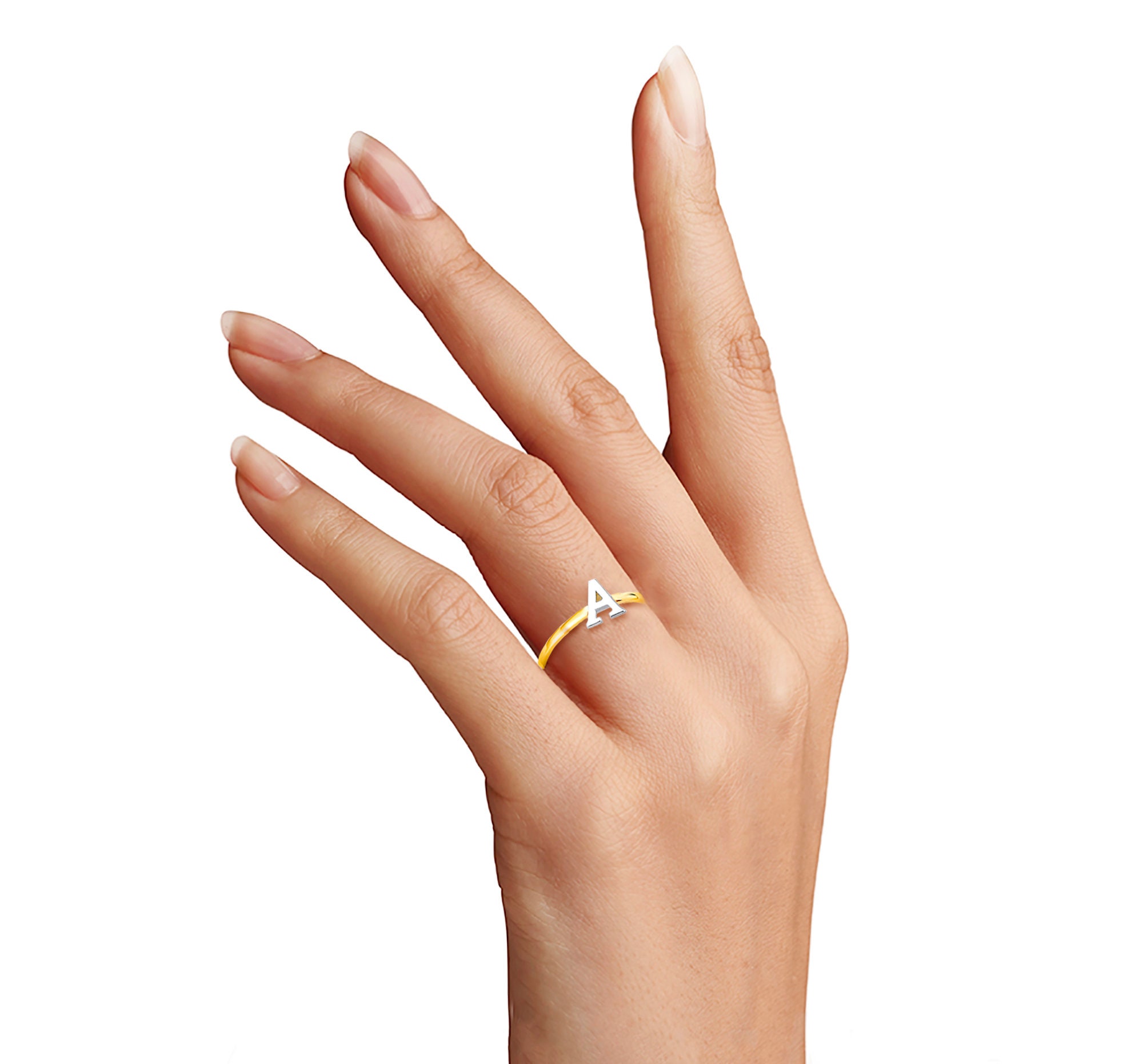 Bague Or Massif 10 Carats - Monogramme Lettre Initiale #7 - Bijou Ancien