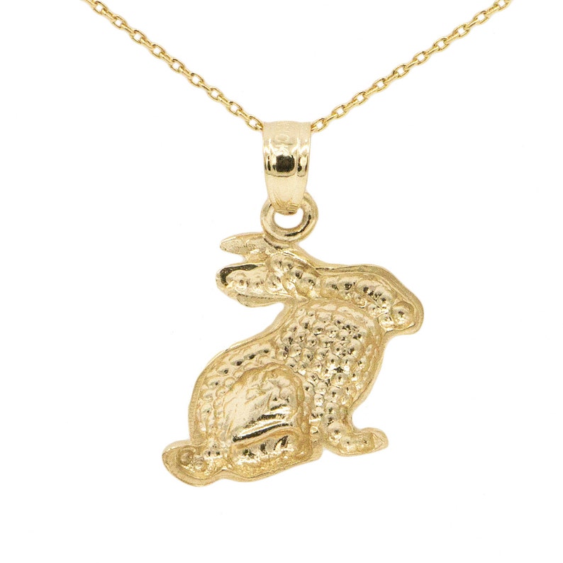 10k Yellow Gold Rabbit Necklace | Etsy