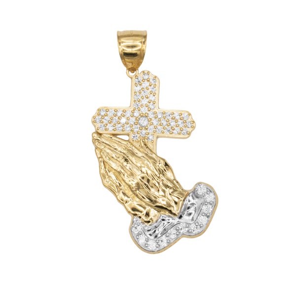10k Yellow Gold Praying Hands Pendant Charm Necklace Religious H Fine Jewelry Gifts For Women For Her
