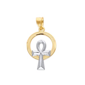 Collar con colgante de Ankh en oro macizo: joyería religiosa egipcia de 10k/14k