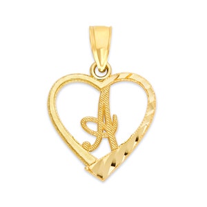 10k Real Solid Gold Initials Pendant Necklace with Option to Add Gold Chain, Heart Initial Charm Gifts for Her, Womens Initial Necklace