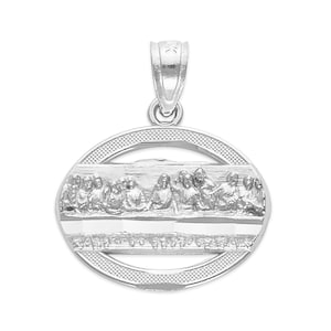 Dainty Sterling Silver Last Supper Pendant: Religious Medallion