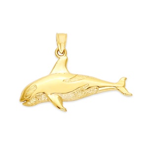 Gold Orca Whale Necklace 10k or 14k Gold Killer Whale Pendant Nautical Jewelry Nature Necklace Artic Marine Animal Gift Killer Whale Jewelry