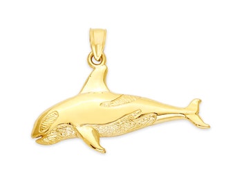 Gold Orca Whale Necklace 10k or 14k Gold Killer Whale Pendant Nautical Jewelry Nature Necklace Artic Marine Animal Gift Killer Whale Jewelry