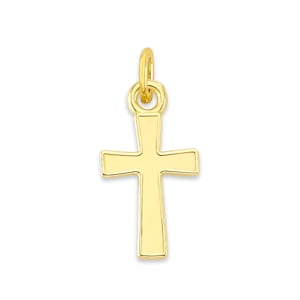 Solid 10k /14k Gold Cross Charm, Dainty Cute Cross to attach to Charm Bracelet or Necklace
