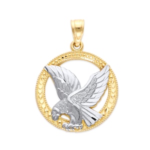 10k Solid Gold Eagle Pendant Necklace: Patriotic Jewelry Gift