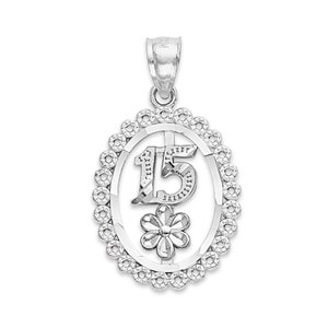 Silver Quinceañera Necklace with Silver Chain Option, 925 Sterling Silver Quince Años 15th Birthday Heart Necklace, Birthday Gifts for Her