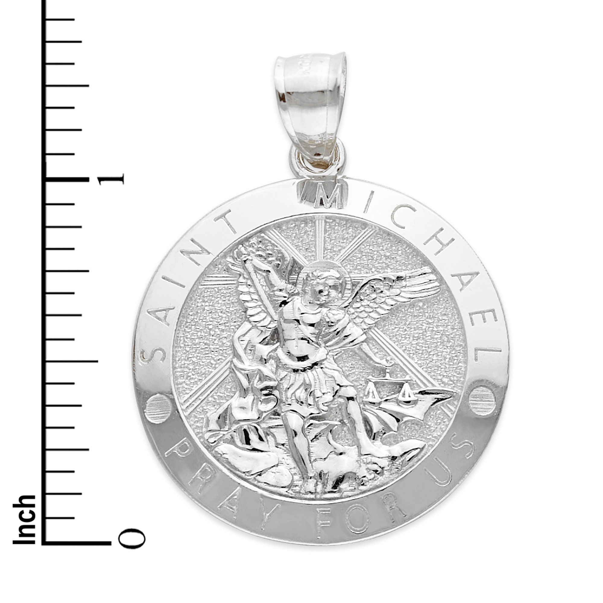 Large Silver St Michael Necklace 925 Sterling Silver St Michael Pendant Protection Necklace Saint Michael Jewelry Religious Pendant Gifts Etsy