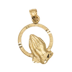 10k Solid Gold Prayer Hands Medal Pendant - Religious Gift