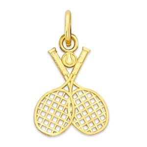 Solid 10K/14K Gold Tennis Racquet Charm - Sports Charm With Jump Ring ...