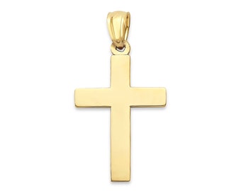 Solid Gold Cross Pendant Necklace: 10k/14k Religious Confirmation Gift