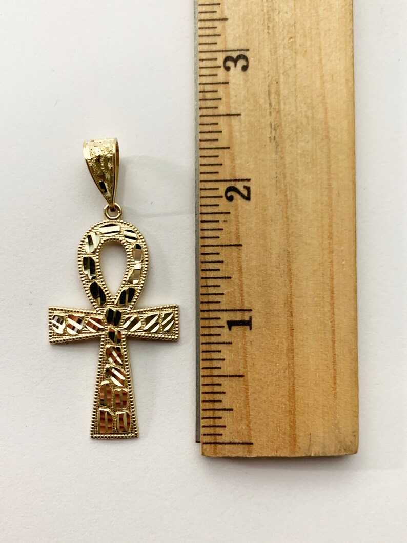 Large 10k Real Solid Gold Ankh Pendant Mens Necklace Ankh Etsy