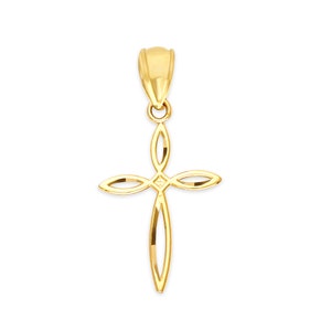 10k Solid Gold Cross Pendant Necklace: First Communion Gift