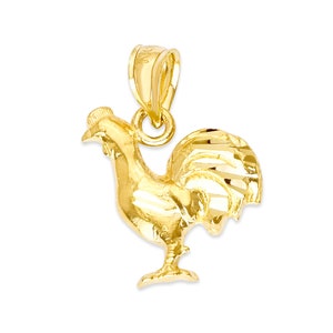 14k Solid Gold Year of the Rooster Chinese Zodiac Pendant with Gold Chain Necklace for Lunar New Year, Rooster Jewelry, Zodiac Charm Jewelry