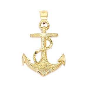 Colgante de ancla de oro macizo: joyería náutica de 10k/14k