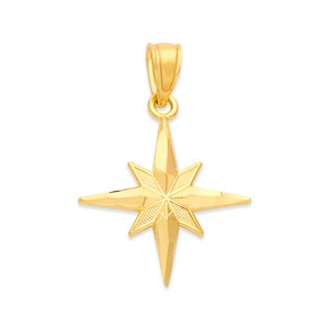 10k Real Solid North Star Necklace with Option to Add Gold Chain, Celestial Charm Star Pendant Gift for Her Dainty Jewelry for All Occasions