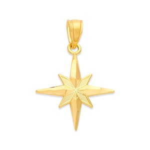 10k Real Solid North Star Necklace with Option to Add Gold Chain, Celestial Charm Star Pendant Gift for Her Dainty Jewelry for All Occasions