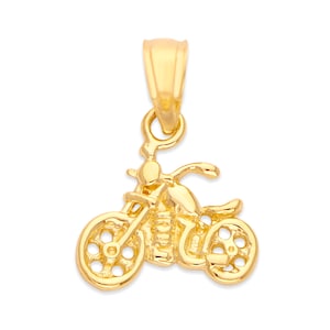 Collar con colgante de motocicleta en oro macizo de 14 k: regalo de joyería para motociclistas