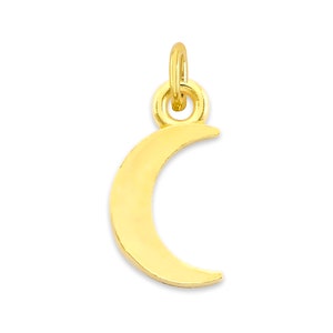 Mini Real Solid Gold Moon Charm Available in 10k or 14k Gold, Micro Charm to attach to Charm Bracelet or Necklace