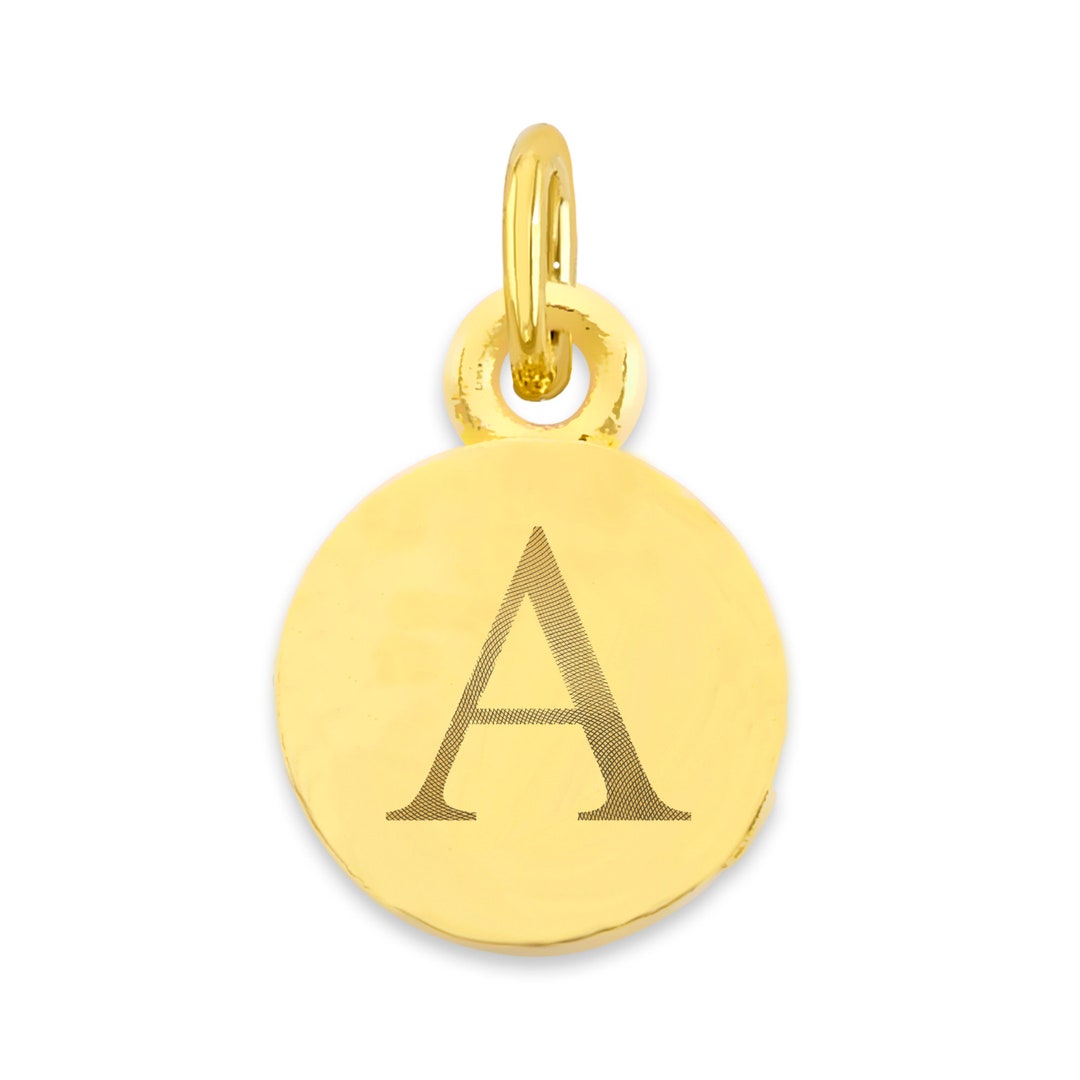 Real Solid Gold Initial Charm for Engraving Available in 10k Etsy