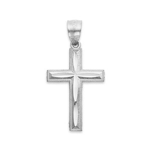 Dainty 14k White Gold Cross Pendant: Religious Gift