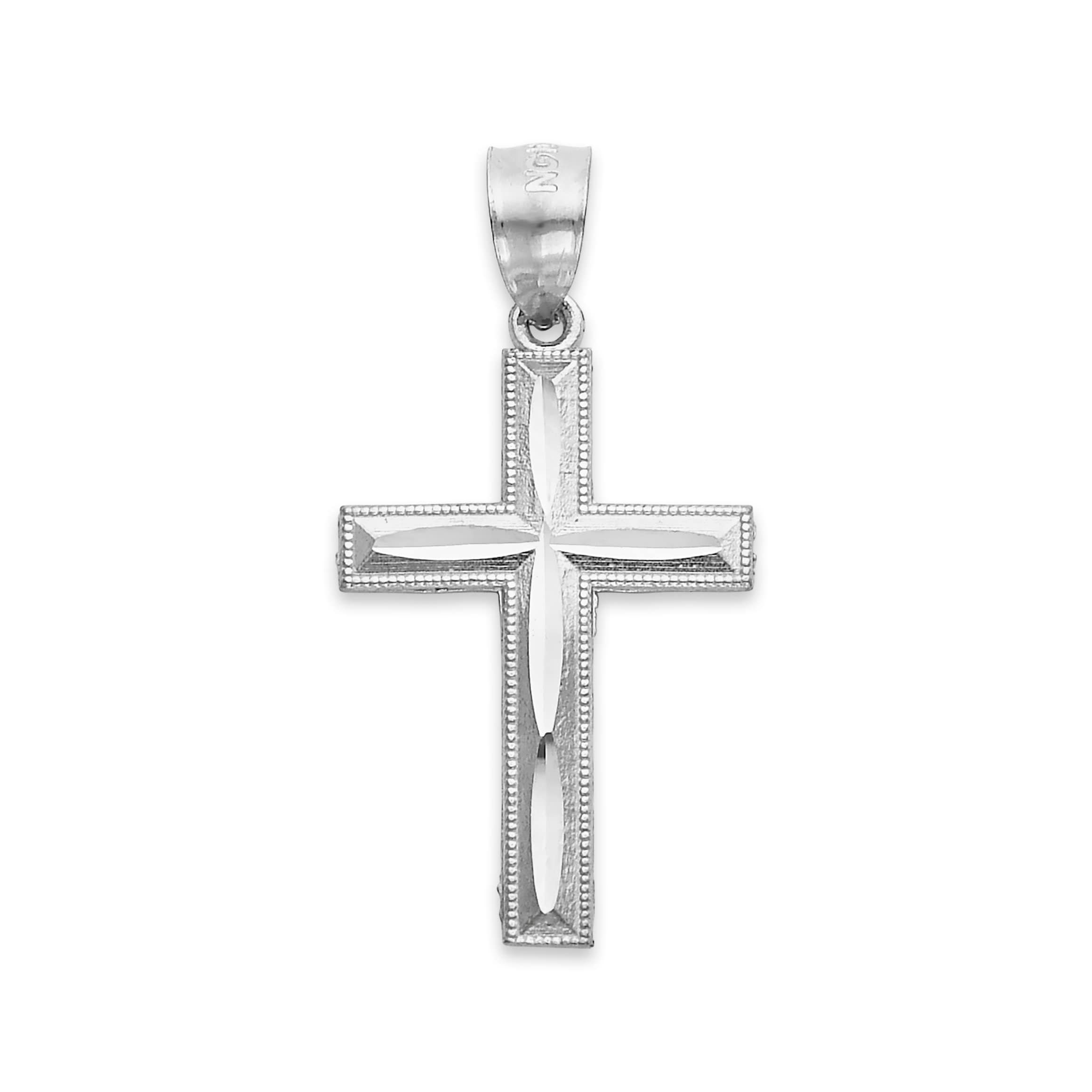 Real Solid 14k White Gold Cross Pendant, Religious Jewelry Gifts for Her, Dainty Cross Baptism Gifts