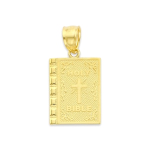10k/14k Solid Gold Holy Bible Pendant: Religious Gift
