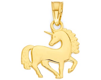 Collar de unicornio de oro macizo real de 14 k, colgante de unicornio delicado con cadena fina de oro macizo, regalos de unicornio para sus encantos de unicornio delicado
