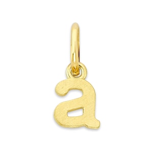 Mini dije de inicial minúscula de oro macizo real disponible en oro de 10 k o 14 k, dije de letra personalizado para colocar en pulseras o collares de dijes