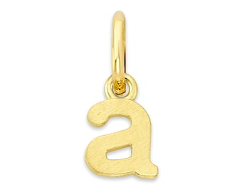 Mini Real Solid Gold Lowercase Initial Charm Available in 10k or 14k Gold, Personalized Letter Charm to attach to Charm Bracelet or Necklace