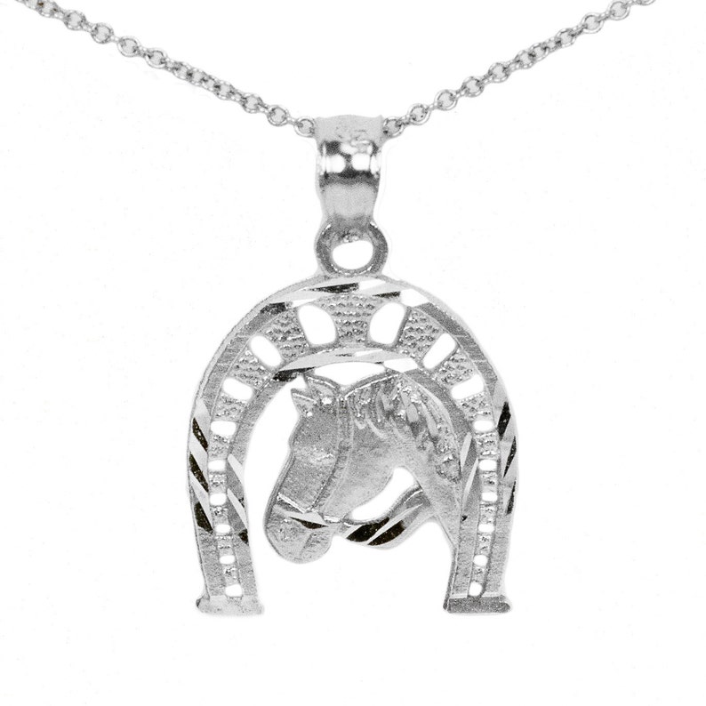 14k White Gold Horse Necklace