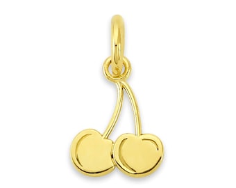 Tiny Solid Gold Cherry Charm: 10k/14k Summer Jewelry