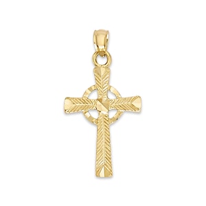 Gold Celtic Cross Pendant: 10k/14k Dainty Irish Necklace Charm