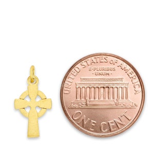 Tiny Solid Gold Celtic Cross Charm: 10k/14k Religious Pendant