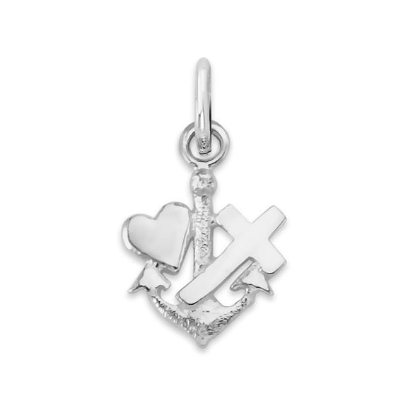 Pendentif Hope Faith Love en or blanc 14 carats : cadeau de bijoux fait main - France