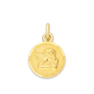 Real Solid Gold Angel Charm in 10k or 14k Gold, Diamond Cut Finished Dainty Religious Charm for Charm Bracelet or Charm Necklace
